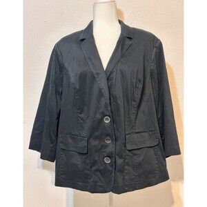 Lane Bryant Women Size 24 (3X) Black Button Front Jacket Career Wear Classic
